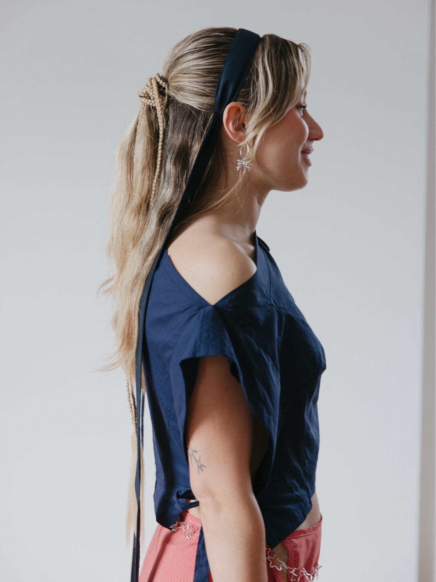 Draped Top in Midnight Cotton
