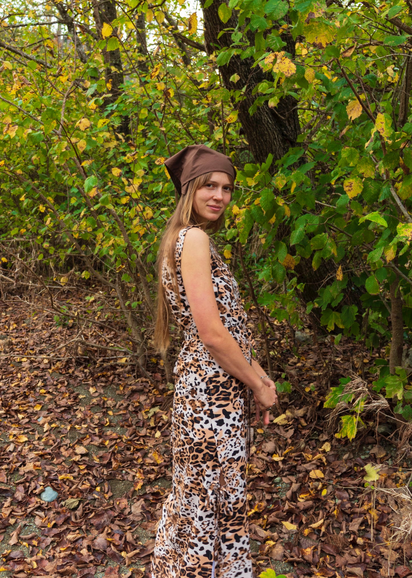 Draped Maxi Dress in Leopard