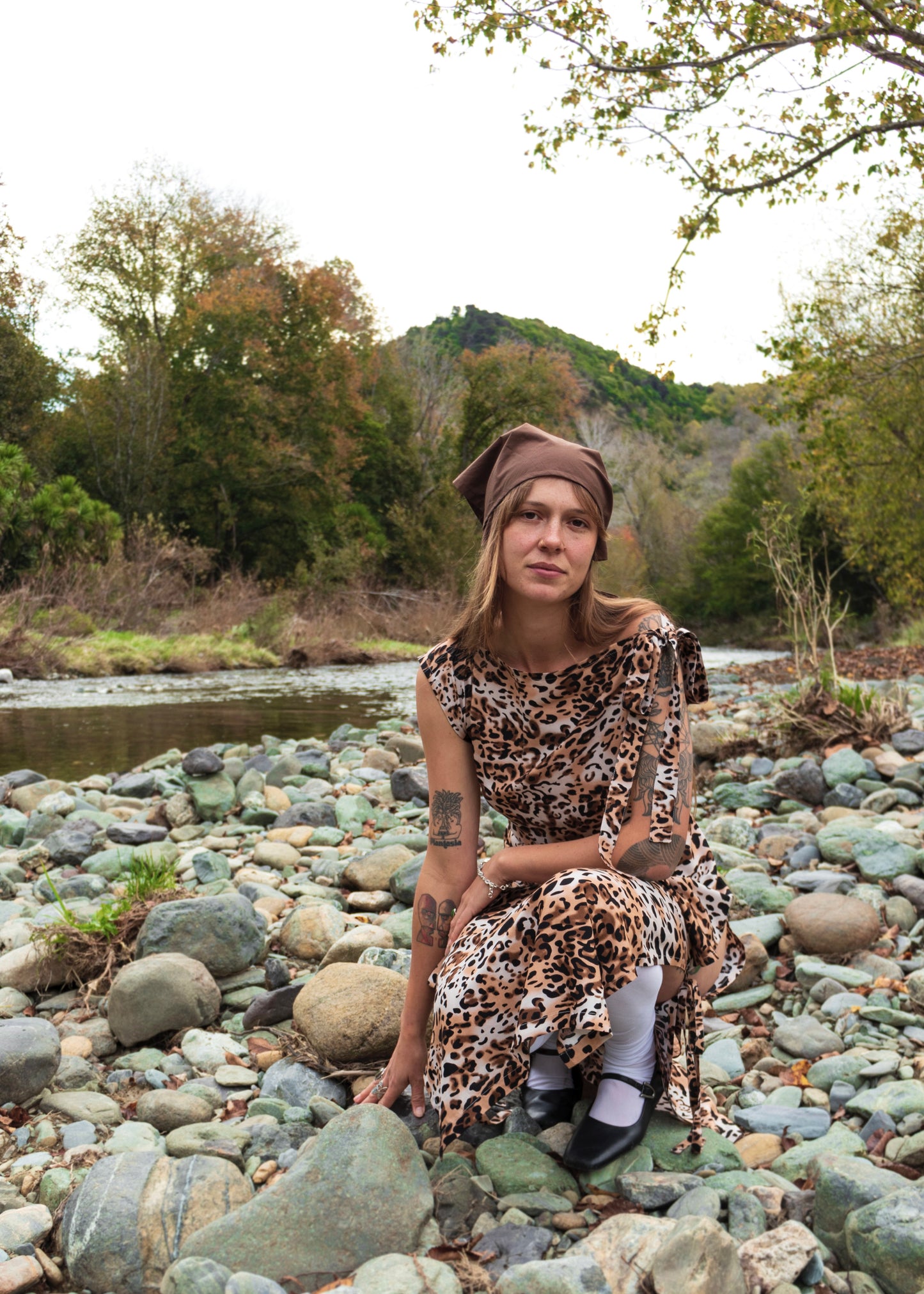Draped Maxi Dress in Leopard