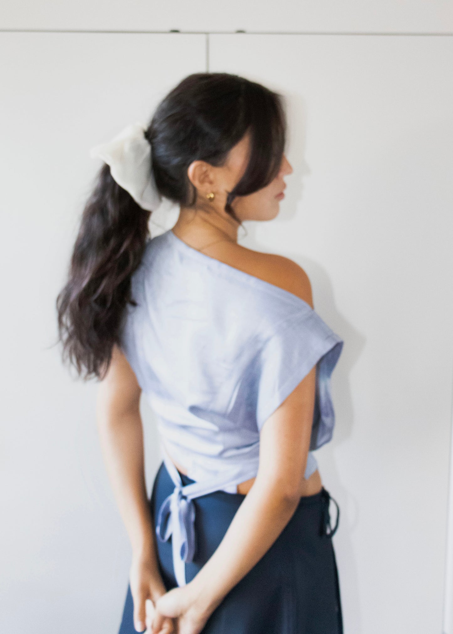Draped Top in Sky Silk
