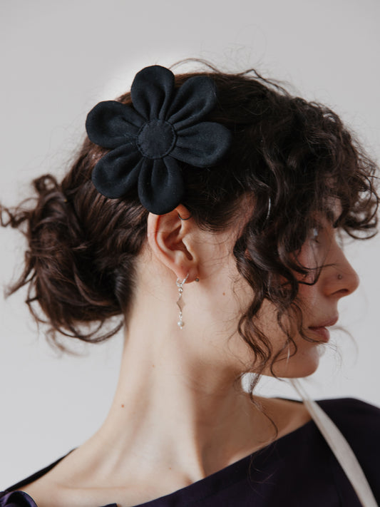 Black Flower Hair Clip