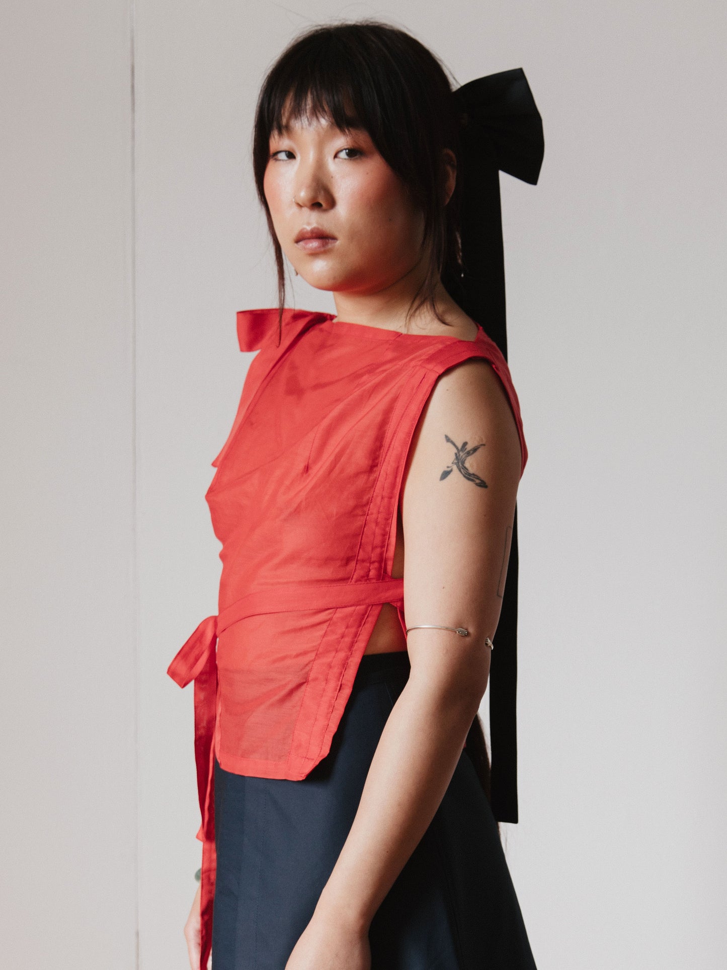 Caitlin Snell Label | Sustainable Fashion | Ethical Fashion | Silk | Cotton | New Zealand | Handmade from Home | Slow Fashion | Natural Fibre | Bow | Hand Draped Top | One of One