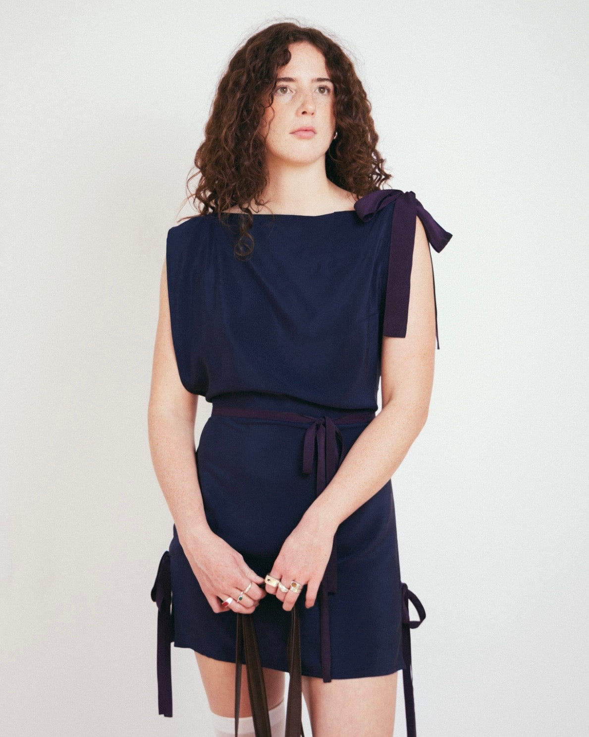 Draped Mini Dress | Navy