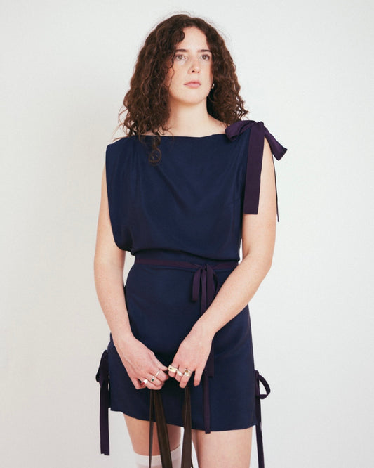 Draped Mini Dress | Navy