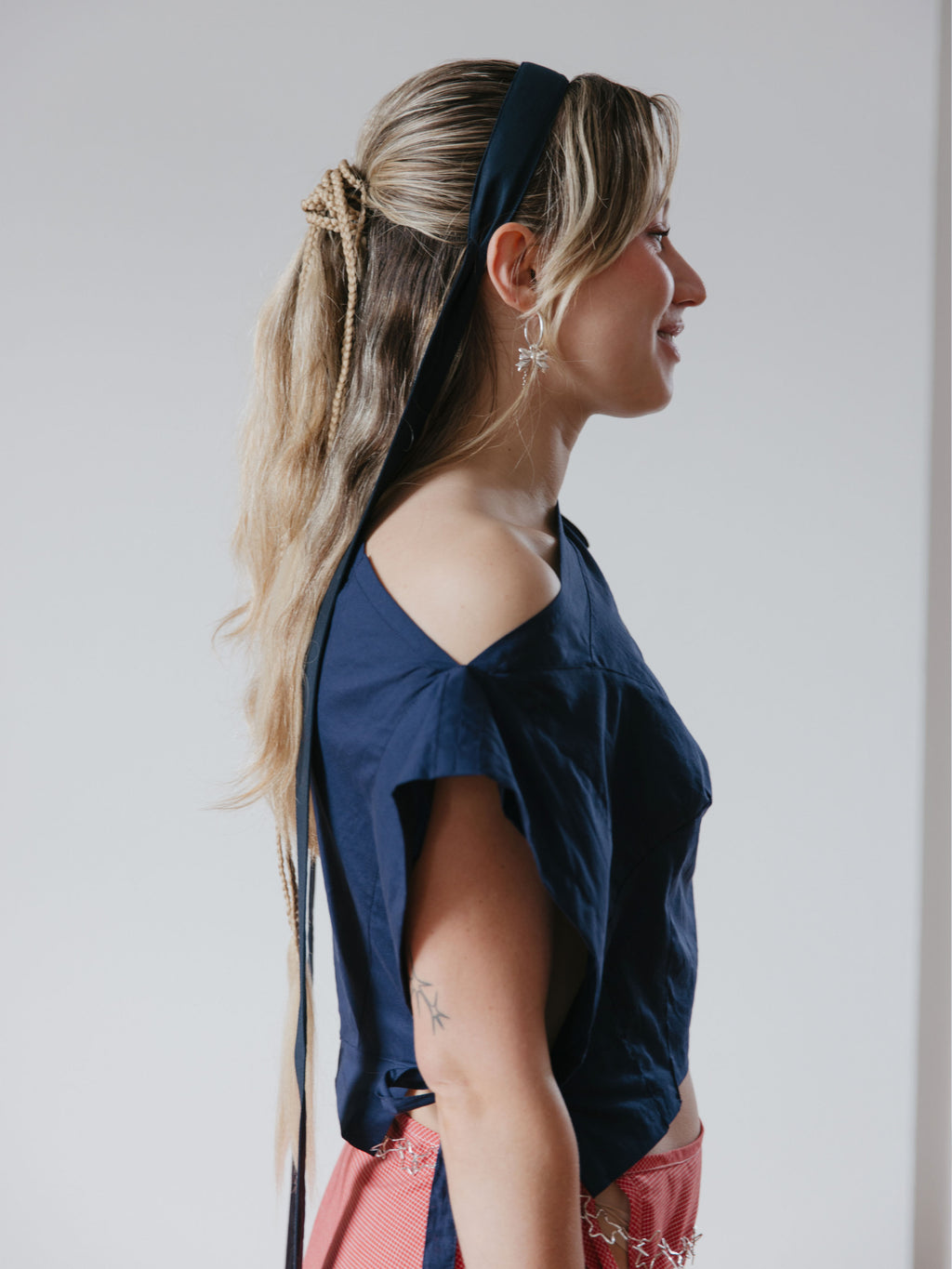 Draped Top | Navy Cotton
