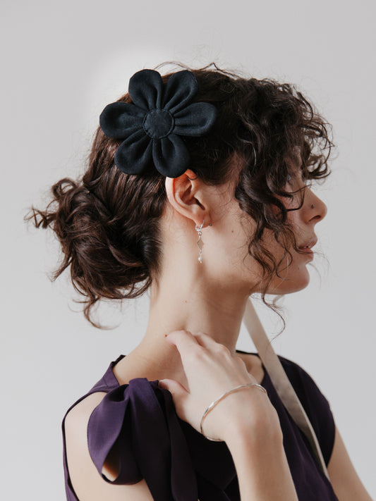 Black Flower Hair Clip