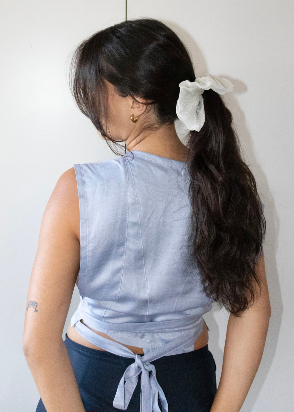Draped Top in Sky Silk