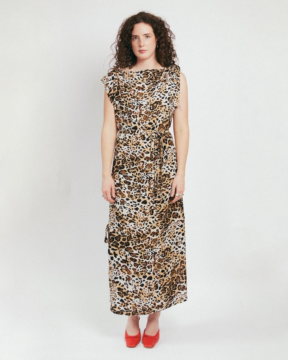 Draped Maxi Dress | Leopard