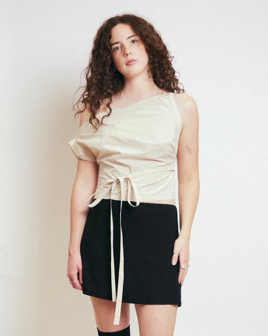 Draped Top | Cream Cotton