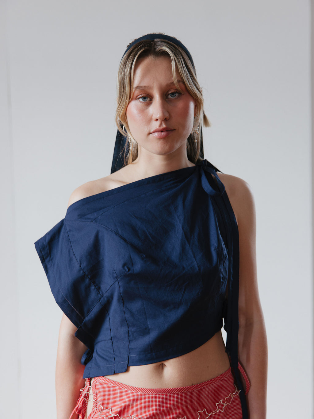 Draped Top | Navy Cotton