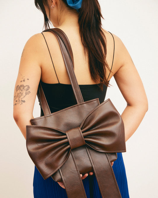 Caitlin Snell | Market Bag | Leather | Vinyl | Bow Bag | Handmade | Ethical Fashion | Sustainable Fashion | Gift | New Zealand Made | Small Business | Natural Fibre | Durable | Chic | Hair Accessory | Slow Fashion 
