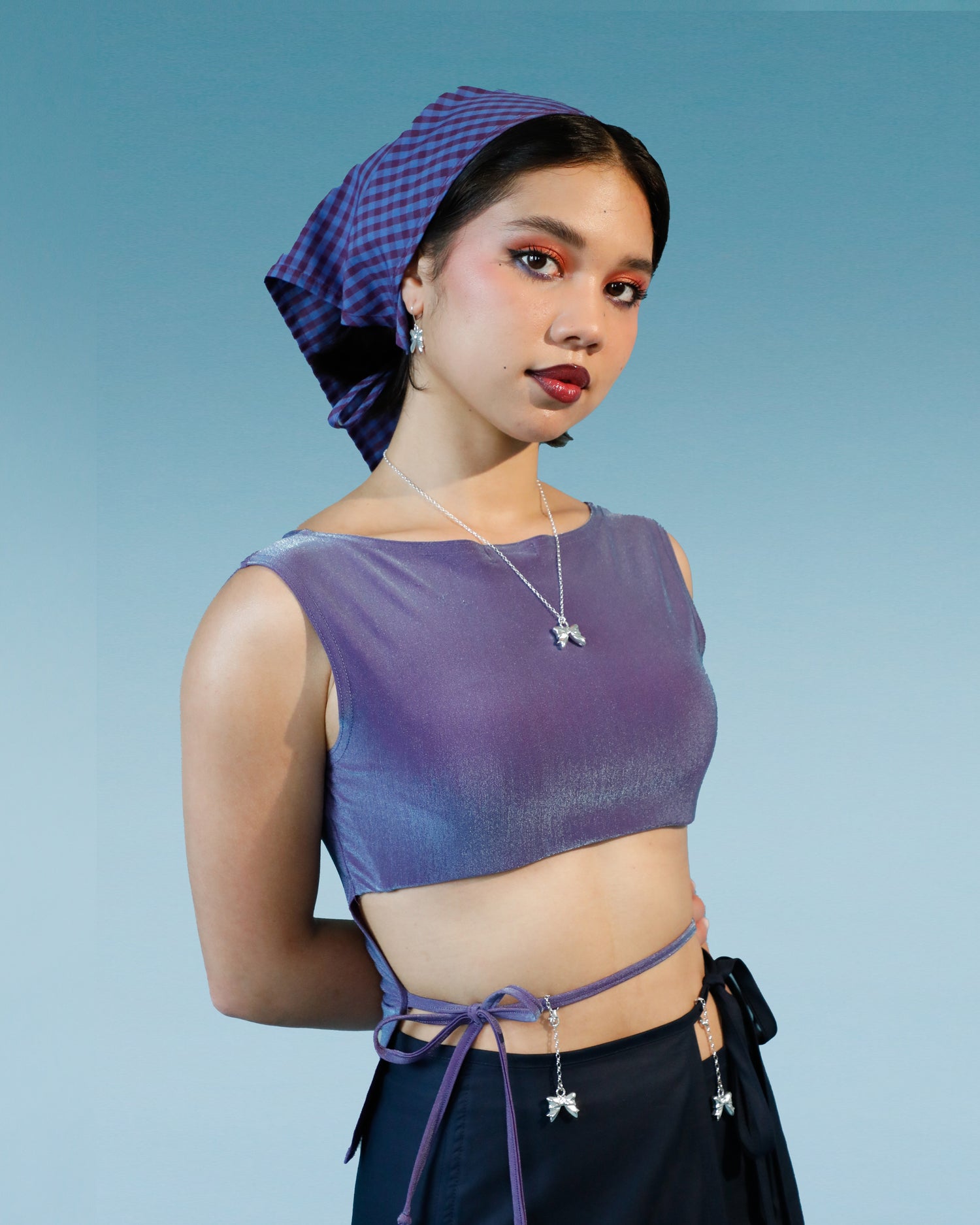 Caitlin Snell | Bow | Maxi Skirt | Sustainable Fashion | Ethical Design | NZ Made | New Zealand Made | Bow Bag | Made in New Zealand | Tie Top Sample | Head Scarf | Bow Necklace 925 Silver | Caitlin Snell Label Small Business