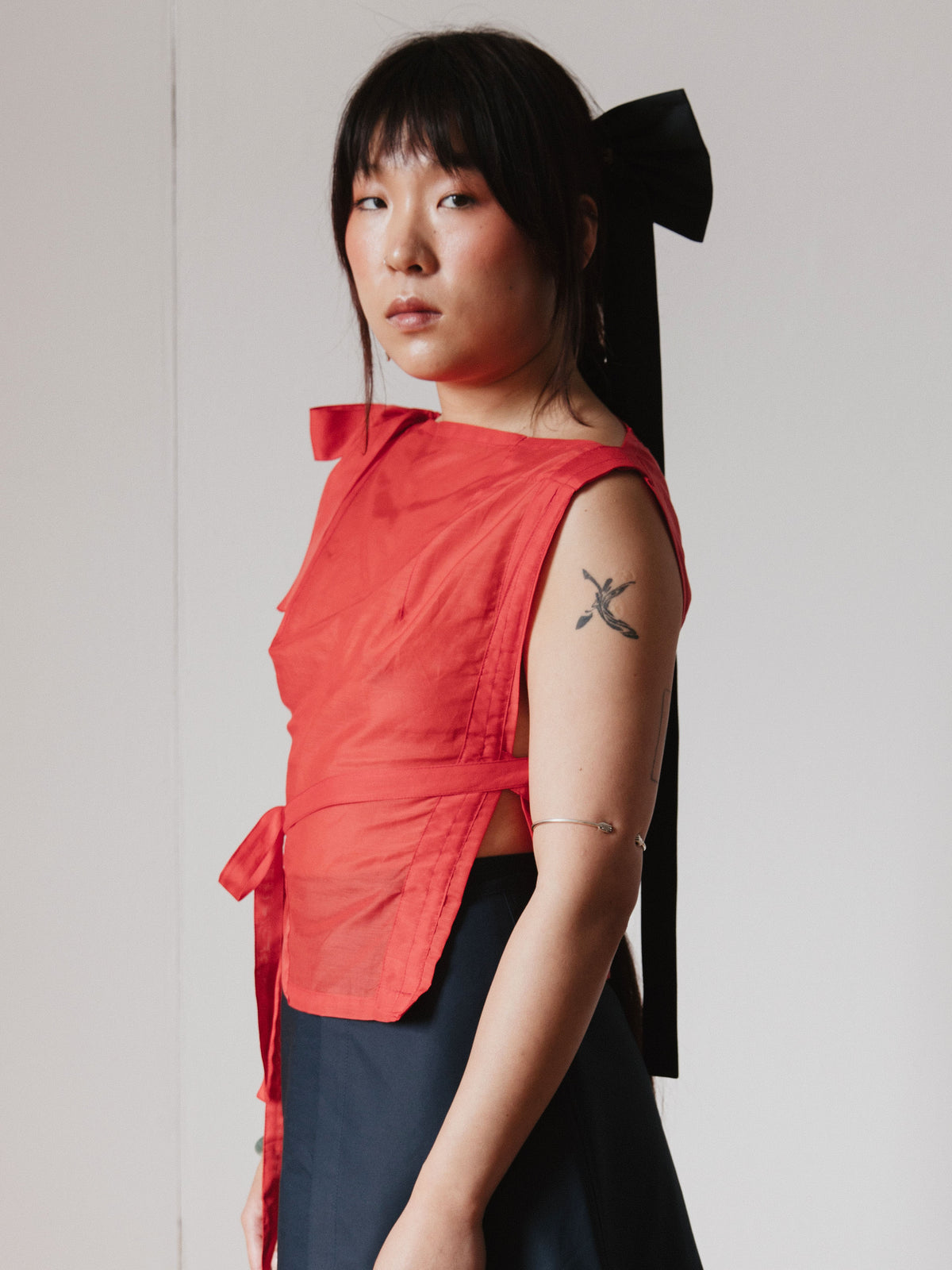 Caitlin Snell Label | Sustainable Fashion | Ethical Fashion | Silk | Cotton | New Zealand | Handmade from Home | Slow Fashion | Natural Fibre | Bow | Hand Draped Top | One of One
