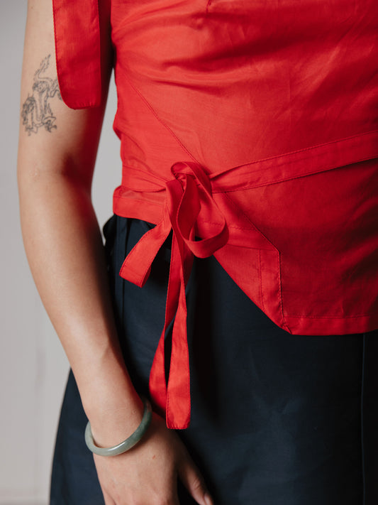 Caitlin Snell Label | Sustainable Fashion | Ethical Fashion | Silk | Cotton | New Zealand | Handmade from Home | Slow Fashion | Natural Fibre | Bow | Hand Draped Top | One of One