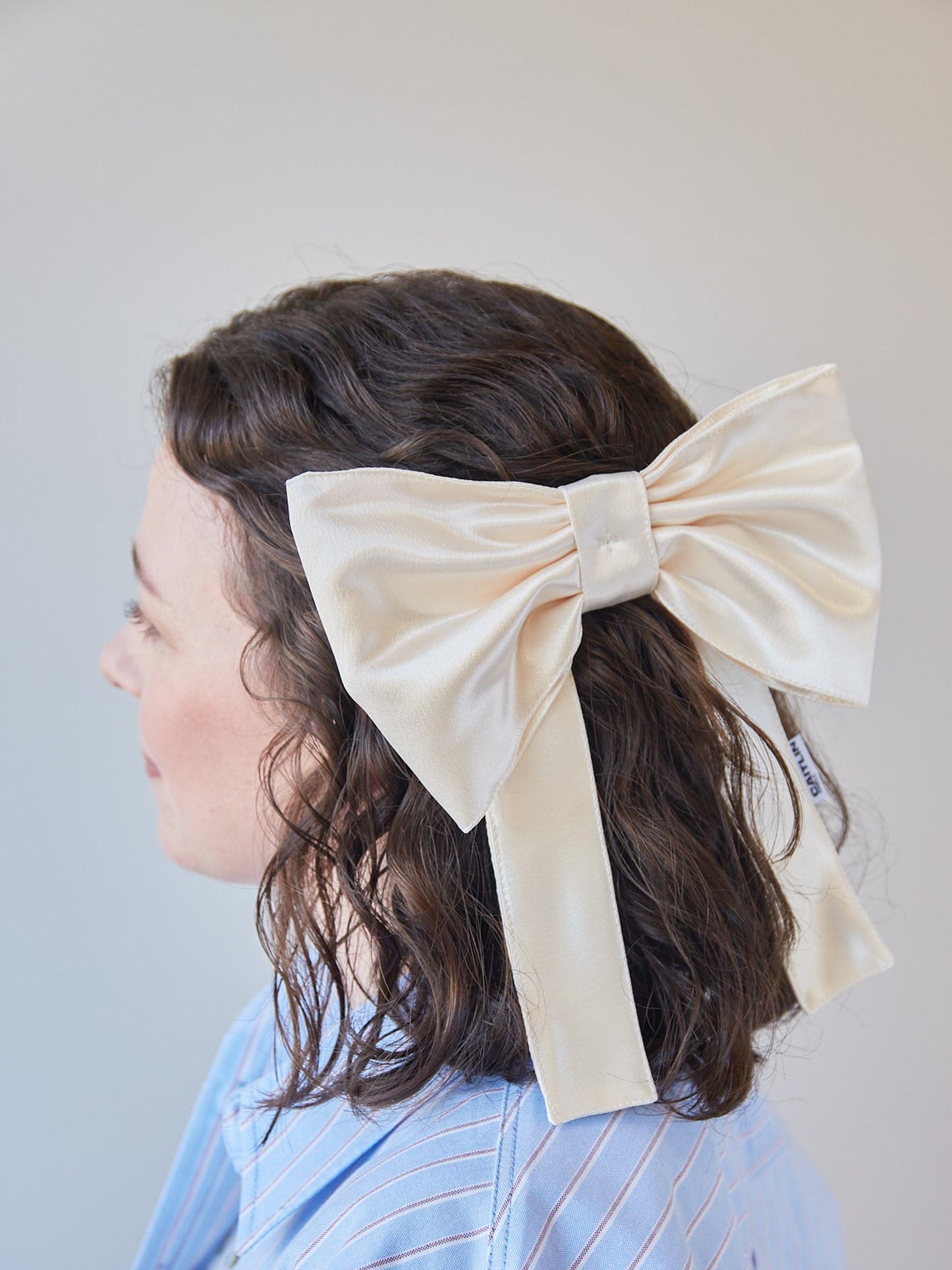 Georgie Hair Bow | Heavy Cream Satin