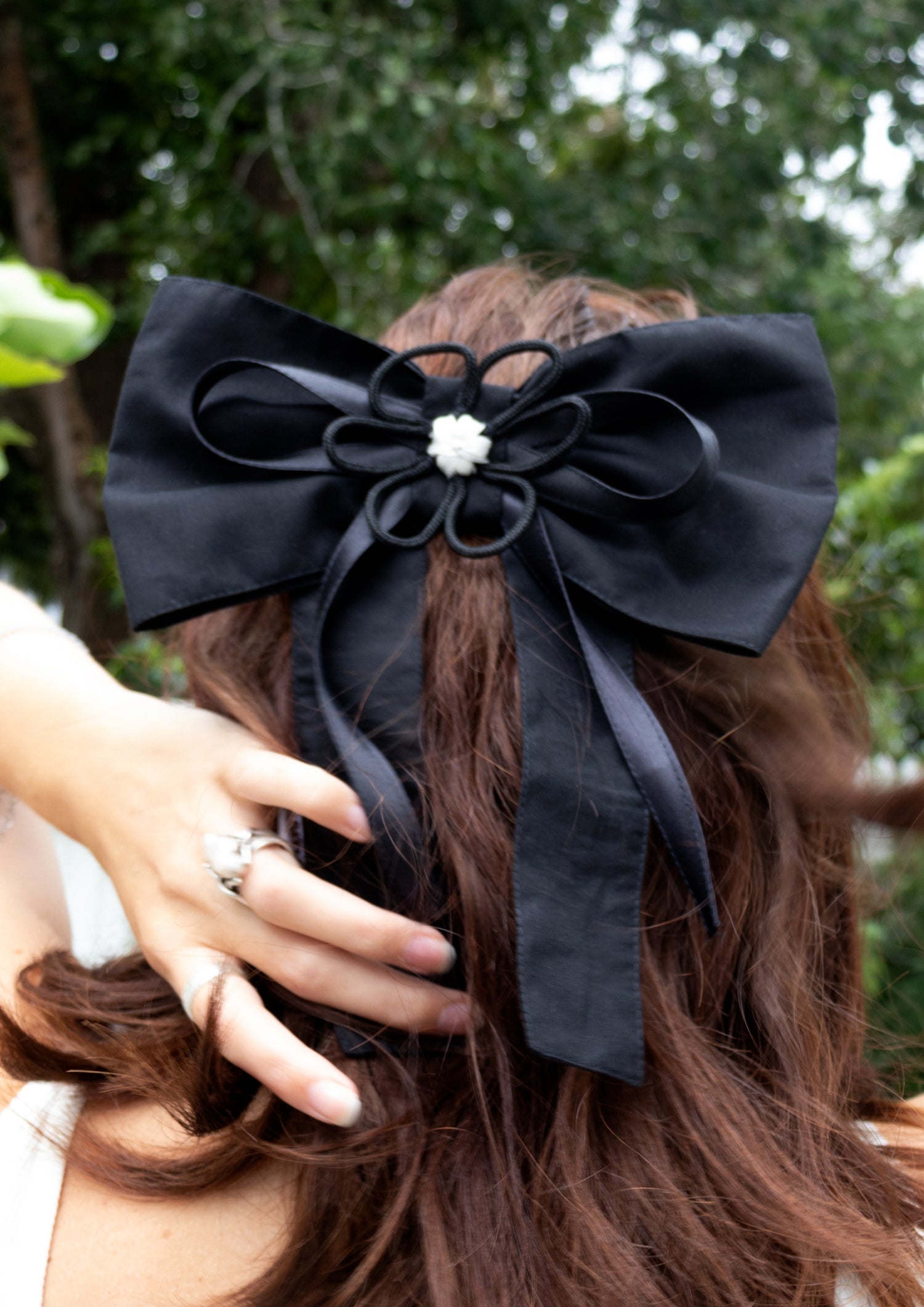 Caitlin Snell | Georgie Hair Bow | Rope Flower and Satin Detail 
