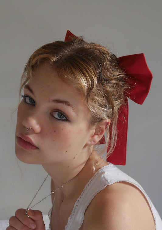 Caitlin Snell | Georgie Hair Bow | Red Cotton